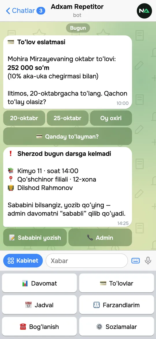 Telegram bot for parents